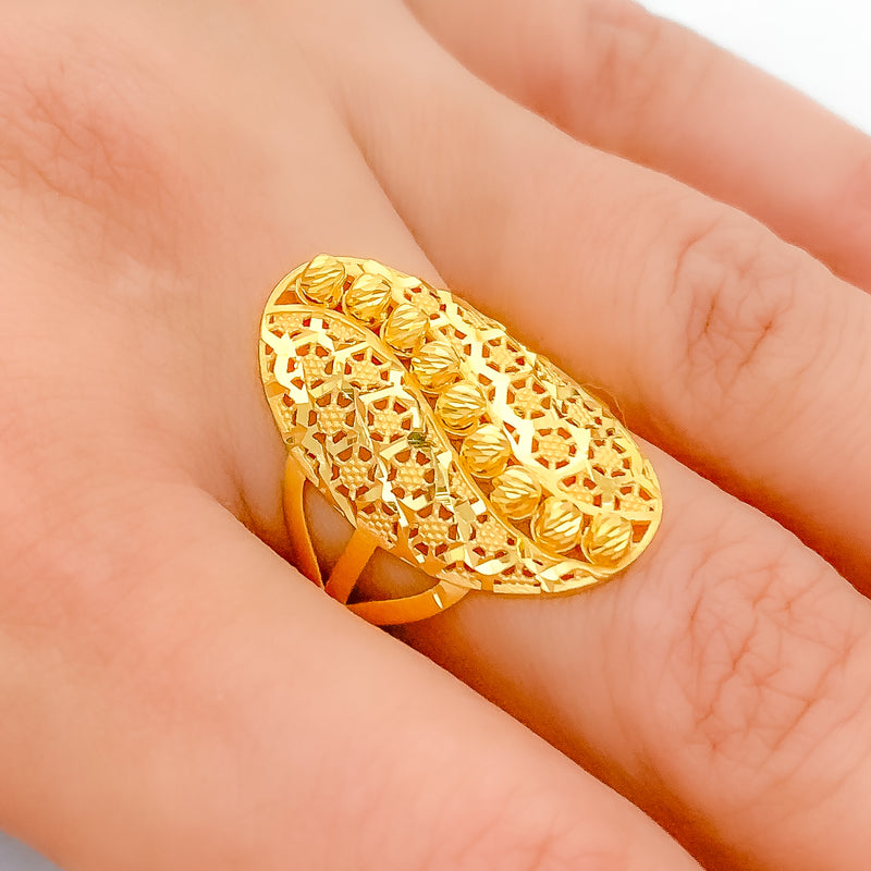 Iconic Curved Filigree 22k Gold Ring