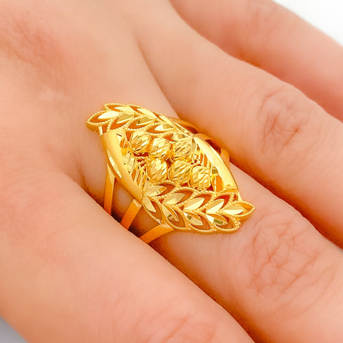 Distinct Curved 22k Gold Leaf Ring