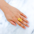 Elongated Tiered 22k Gold Beadwork Ring