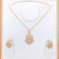 Plush Floral Pearl Drop 22k Gold Pendant Set