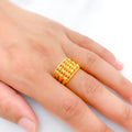 Triple Row Fancy 22k Gold Bead Ring