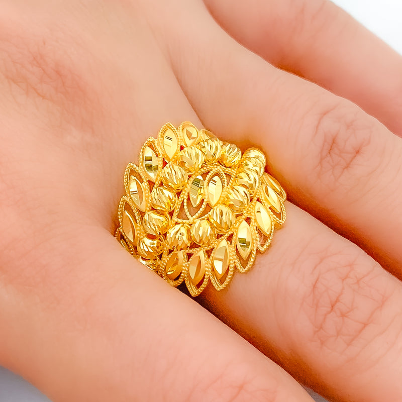 Upscale Reflective 22k Gold Multi-Ball Ring