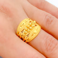 Stately Matte Finish 22k Gold Bead Ring