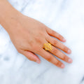 Shimmering Patterned 22k Gold Ball Ring