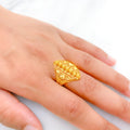 Shimmering Patterned 22k Gold Ball Ring