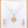 Regal Hanging Pearl 22k Gold Pendant Set