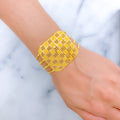 Bold Checkered 22k Gold Square Bracelet