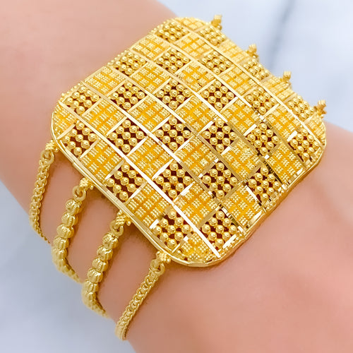 Bold Checkered 22k Gold Square Bracelet