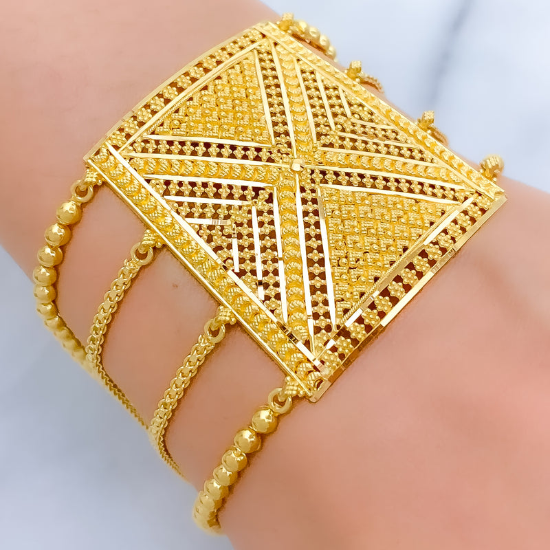 Magnificent Floral 22k Gold Statement Bracelet