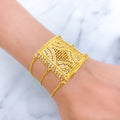 Upscale Crescent Adorned 22k Gold Statement Bracelet