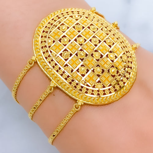 Grand Oval 22k Gold Statement Bracelet