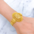 Distinct Beaded Oval 22k Gold Statement Bracelet
