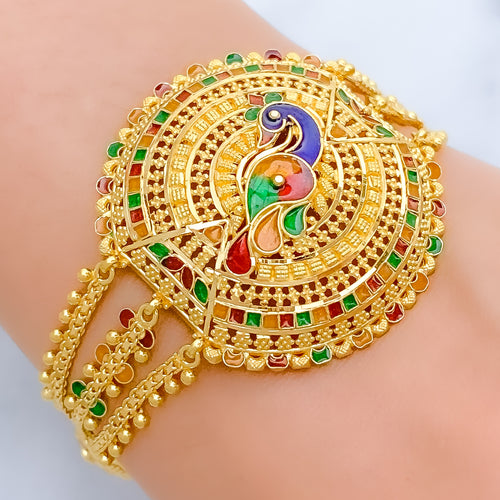 Majestic Round 22k Gold Peacock Bracelet