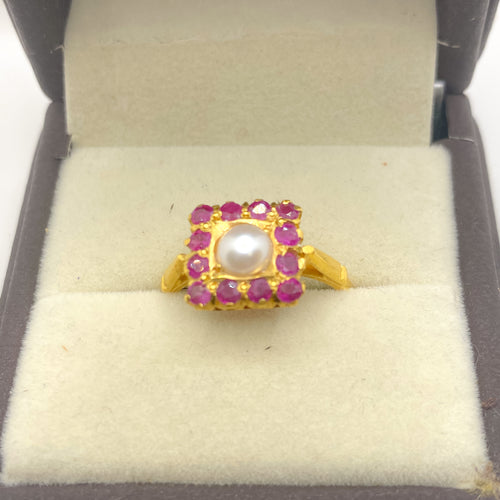 Ruby + Pearl Ring