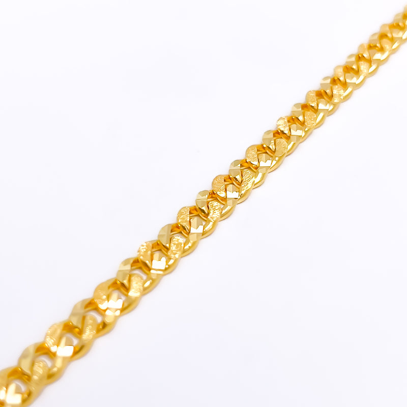 Dual Finish Men's Link 22k Gold Bracelet