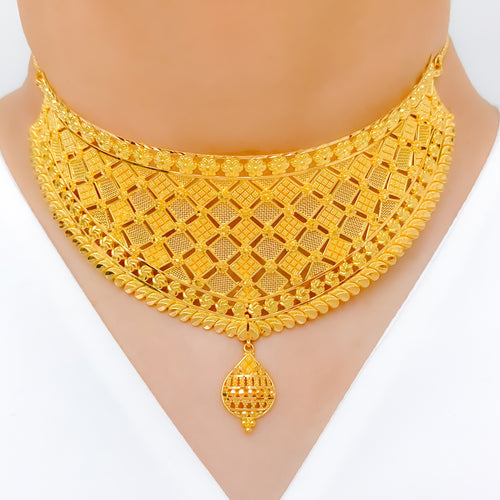 Majestic Jali Choker 22k Gold Set