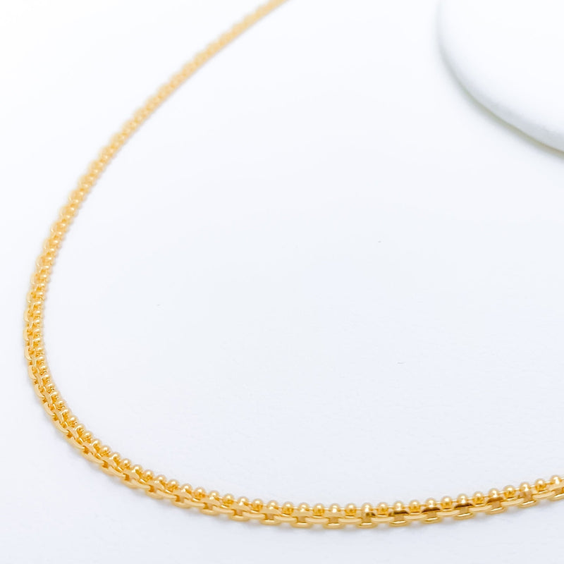 Petite Flat Beaded 22k Gold Chain