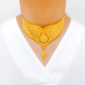 Royal Curved Floral Choker 22k Gold Set