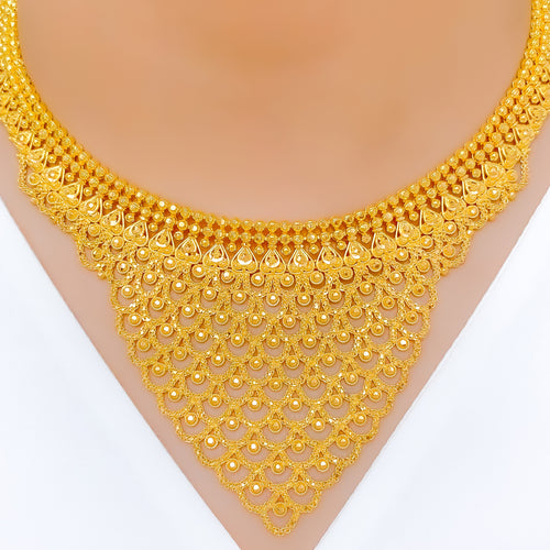 Regal Chandelier Draped Necklace 22k Gold Set