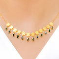 Marquise Charmed Hanging CZ 22k Gold Necklace