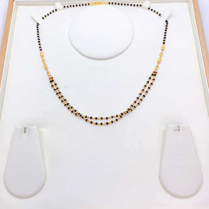 Gold + Black Bead Necklace