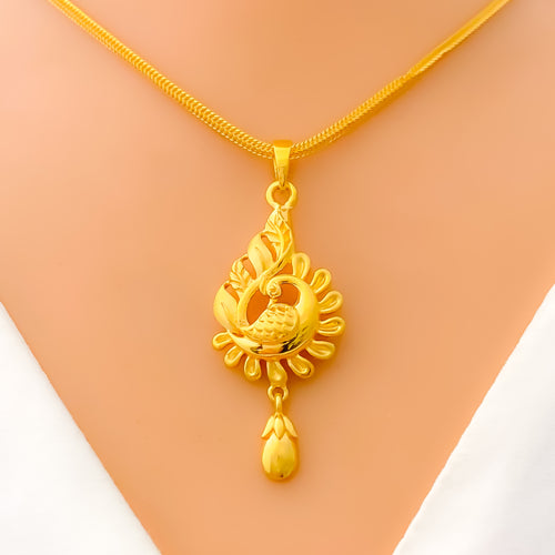 22k-gold-Majestic Peacock Pendant Set 