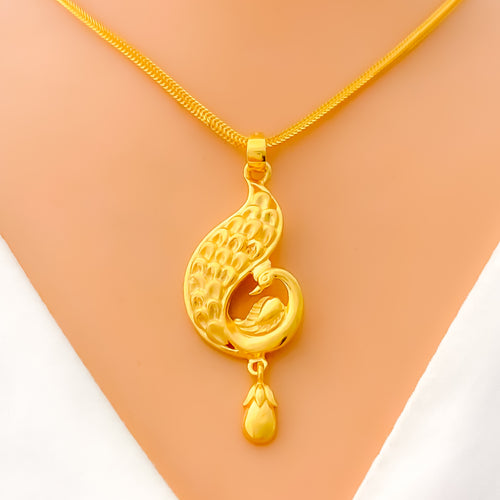 22k-Regal Gold Peacock Pendant Set 