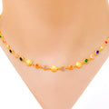 Trendy Multi-Color CZ Circles 22k Gold Necklace Set w/ Bracelet