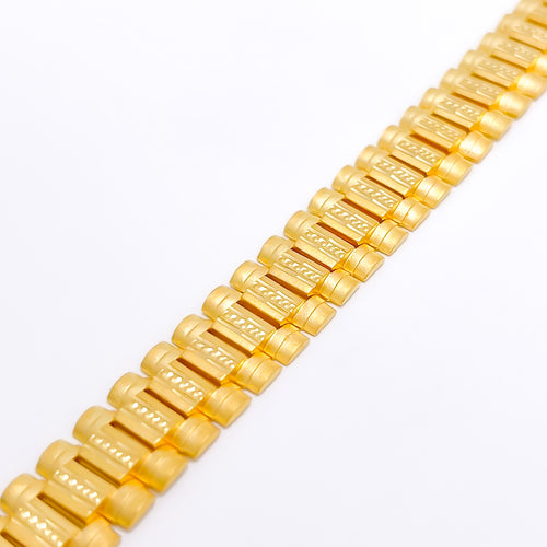 Men's Sophisticated Matte Finish 22k Gold Bracelet