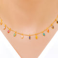 COLORFUL MULTI-STONE MARQUISE 22k Gold NECKLACE