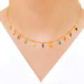 COLORFUL MULTI-STONE MARQUISE 22k Gold NECKLACE