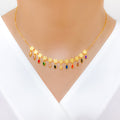 GLOSSY FLORAL MULTI-COLOR CZ 22k Gold NECKLACE