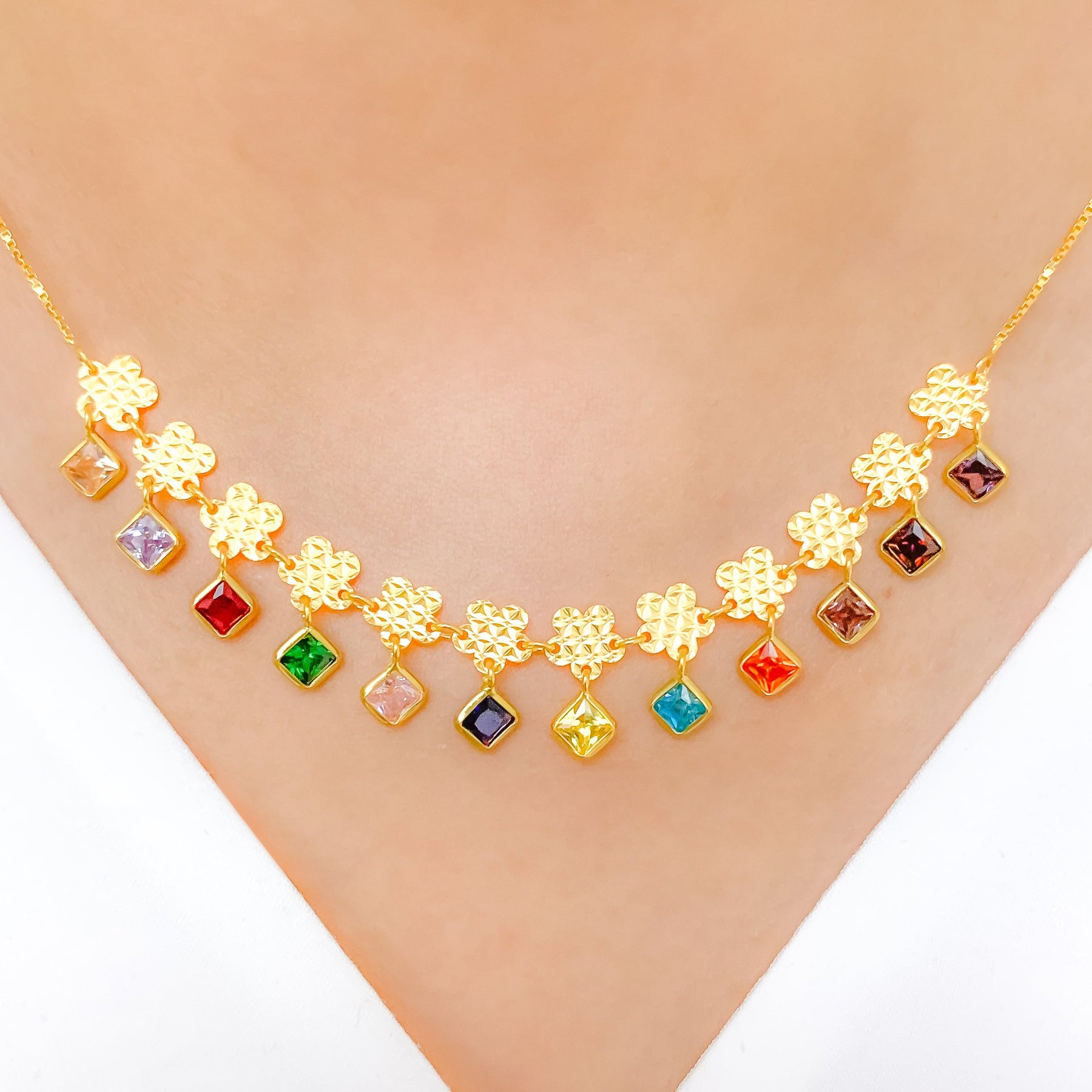 Amazon.com: Planch Gold Colorful Gemstone Necklace Women: Cute Sparkly Multicolor  Stone Crystal Strand Wedding Chain Choker - Dainty Trendy Party Summer  Beach Jewelry Gifts for Women Girls Mom Bridal (10-2): Clothing, Shoes