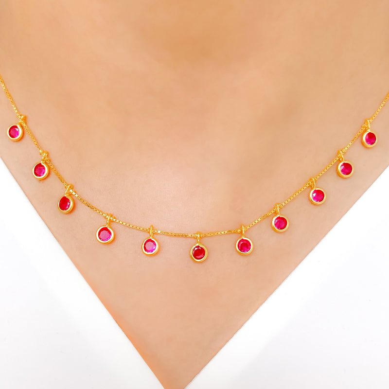 LAVISH MAROON CZ 22k Gold NECKLACE