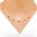 Exclusive Pink CZ 22k Gold Necklace Set w/ Bracelet