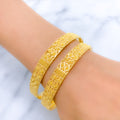 Intricate Decorative Beadwork Bangle 22k Gold Pair