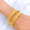 Intricate Decorative Beadwork Bangle 22k Gold Pair