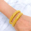 Intricate Decorative Beadwork Bangle 22k Gold Pair