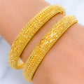 Intricate Decorative Beadwork Bangle 22k Gold Pair