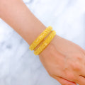 Refined Traditional Leaf Accented 22k Gold Bangles