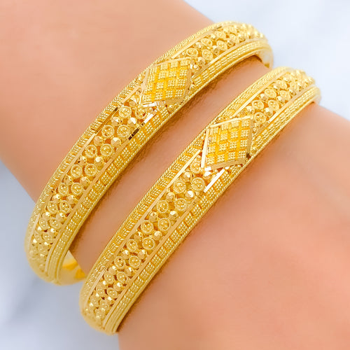 Opulent Reflective Geometric 22k Gold Bangles