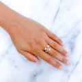 Classy Three Flower 18k Gold Diamond Ring