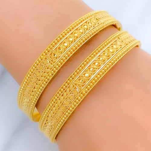 Magnificent Detailed Twin 22k Gold Bangles