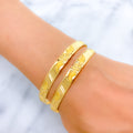 Floral Engraved Bangle 22k Gold Pair