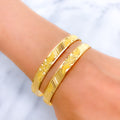 Floral Engraved Bangle 22k Gold Pair