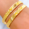 Floral Engraved Bangle 22k Gold Pair