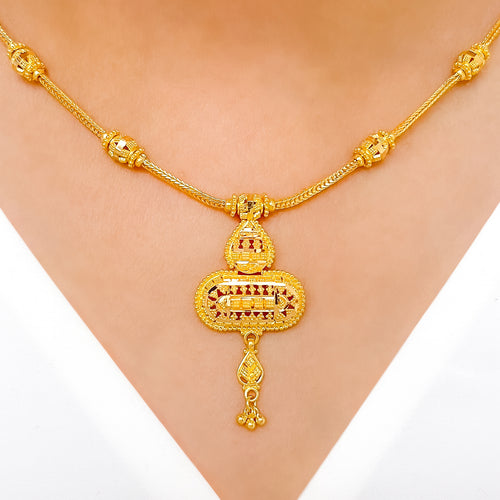 Lovely Tassel 22k Gold Necklace Set