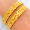 Symmetrical Majestic Petal Bangle 22k Gold Pair