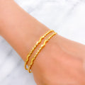 Dainty Delicate Wavy 22k Gold Bangles