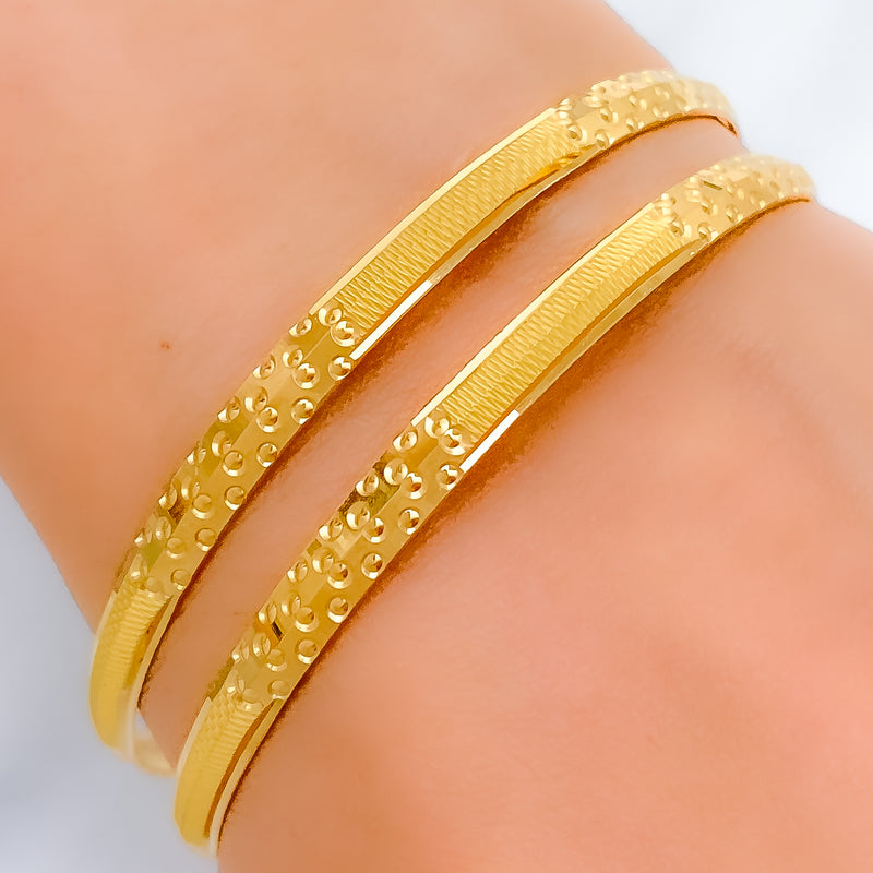 Chic Dotted 22k Gold Bangles